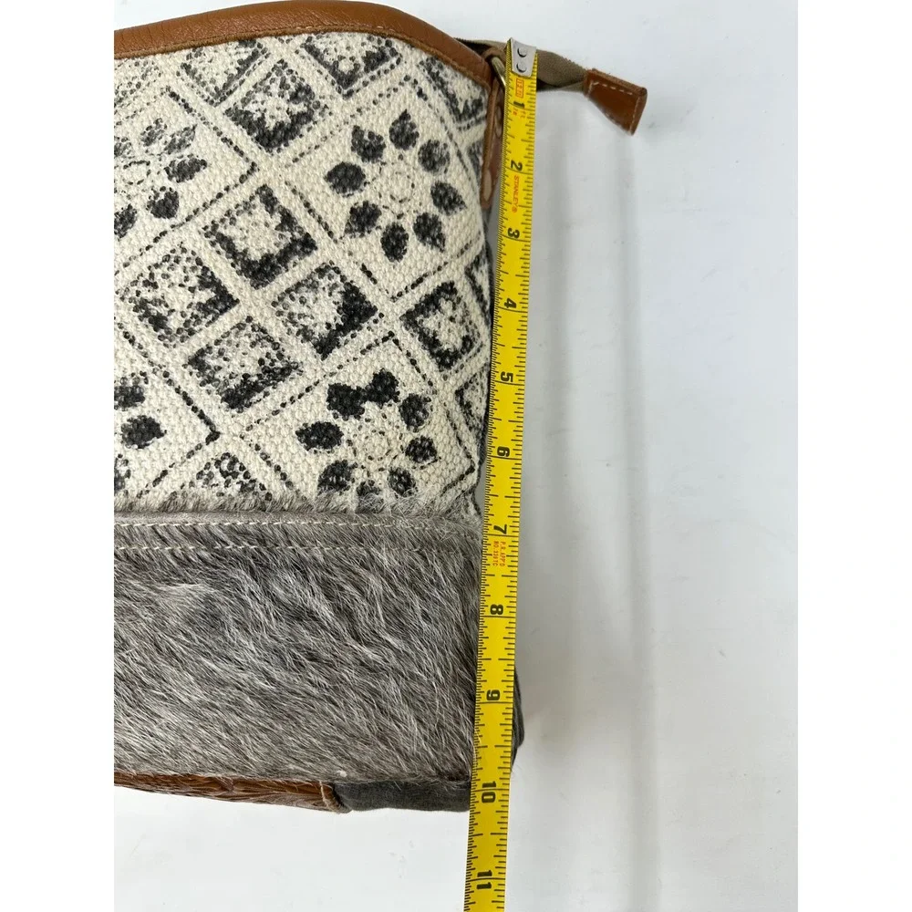 Myra Bag Mixed Material Fur Canvas Leather Upcycled Crossbody